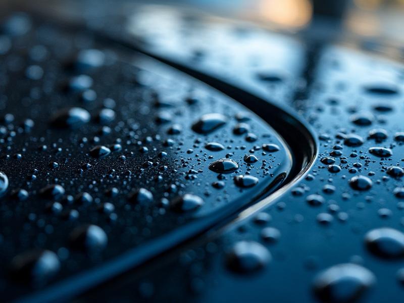 Wassertropfen perlen auf einem versiegelten Autolack ab